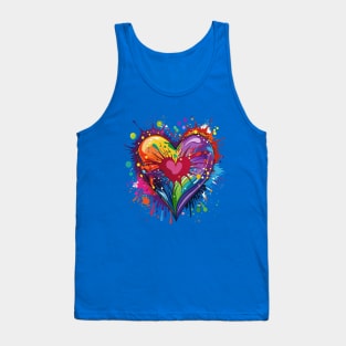 Colorful watercolor splash heart shape Tank Top